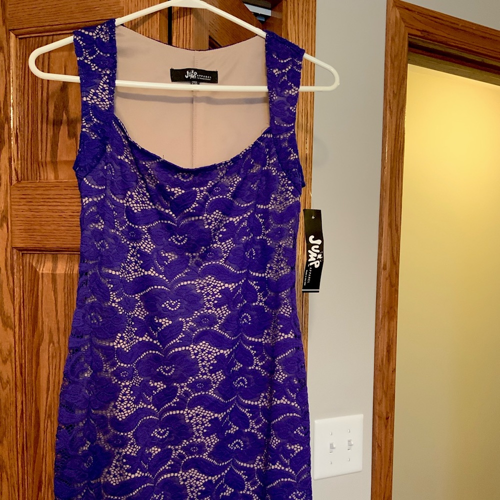 NWT Jump Apparel Cobalt Blue Embroidered Mini Dress Size S